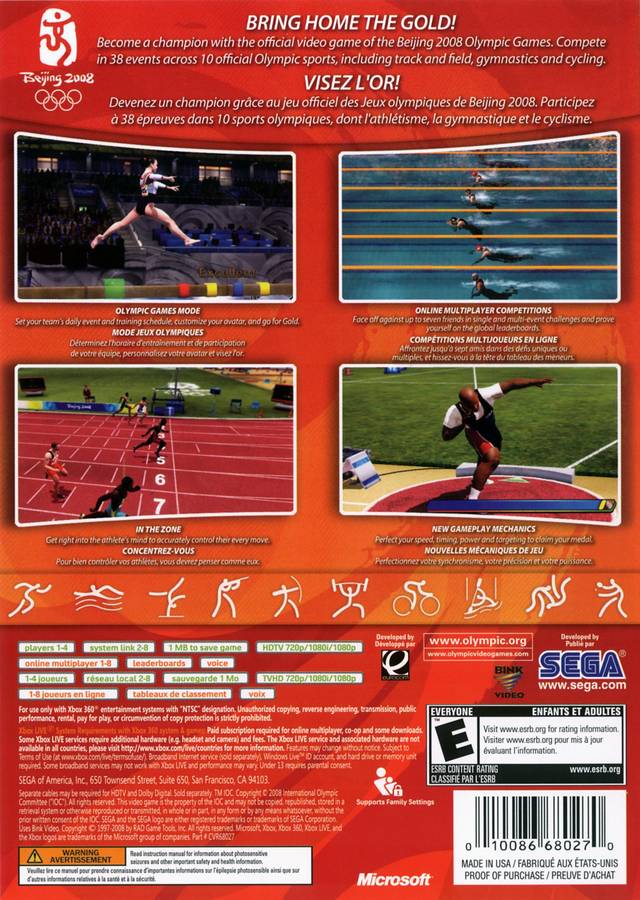 Beijing 2008 Back Cover - Xbox 360 Pre-Played