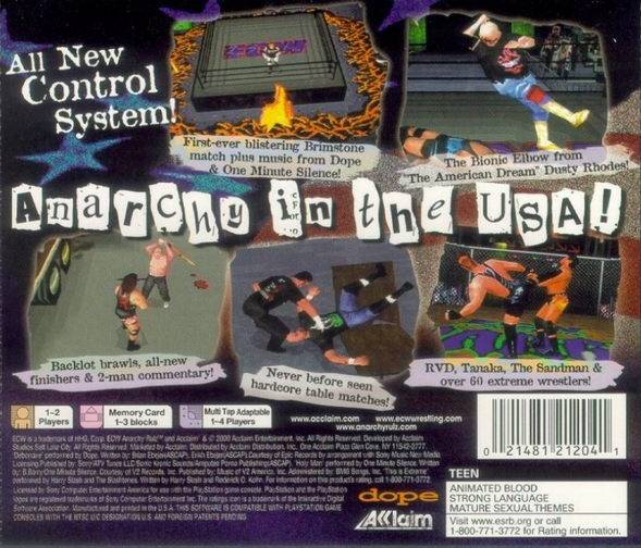 ECW Anarchy Rulz Back Cover - Playstation 1 Pre-Played