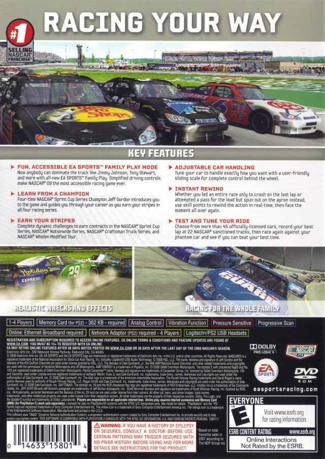 Nascar 09 Back Cover - Playstation 2 Pre-Played