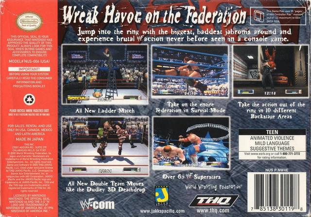 WWF: No Mercy Back Cover - Nintendo 64 Pre-Played