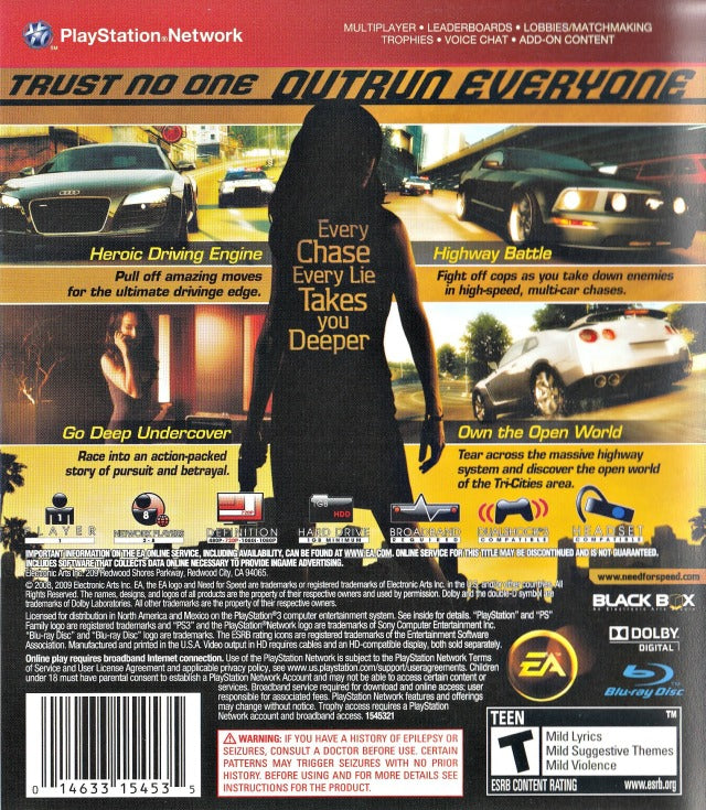 Need For Speed Undercover Back Cover - Playstation 3 Pre-Played