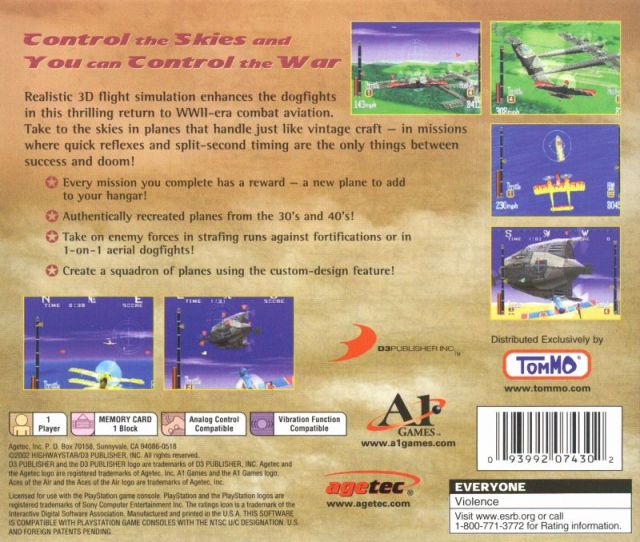 Aces of the Air Playstation 1 Back Cover