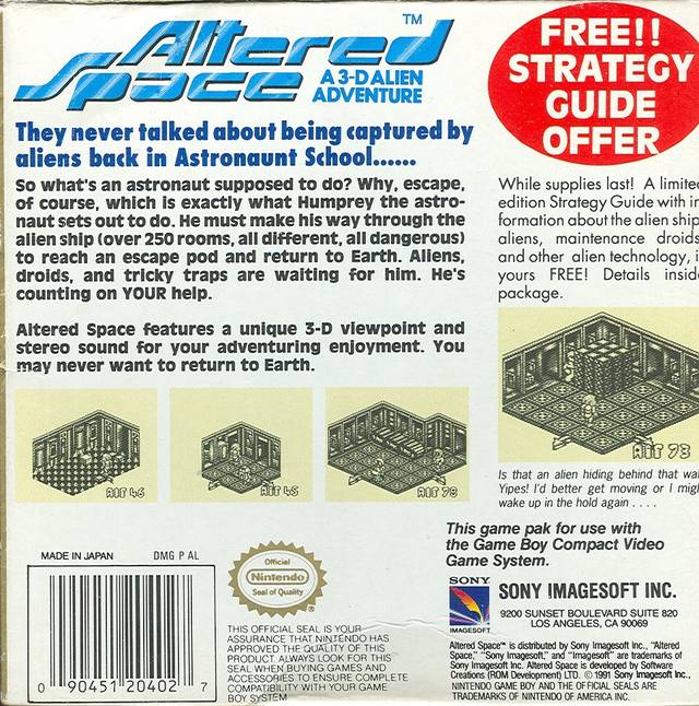 Altered Space Gameboy Back Cover