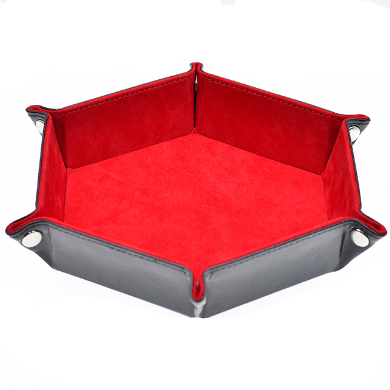 Black with Red - Leatherette & Velvet Hex Dice Tray