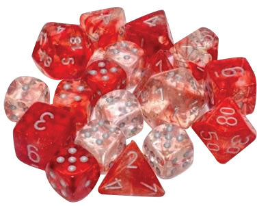 Nebula Polyhedral Red Silver Luminary 7-Die Set