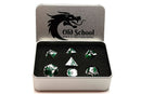Dragon Forged: Green & White with Black Nickel - Old School 7 Piece RPG Metal Dice Set