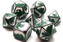Dragon Forged: Green & White with Black Nickel - Old School 7 Piece RPG Metal Dice Set