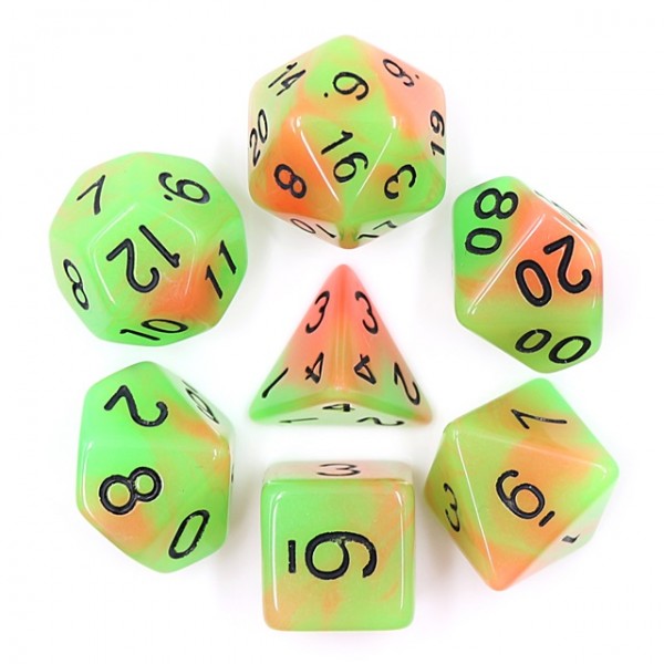 Orange + Green - Game On Glow In The Dark Blend Dice Set