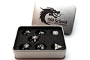Halfling Forged: Electric Black - Old School 7 Piece RPG Metal Dice Set