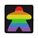 Rainbow Meeple (Black) - Iron On Patch