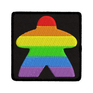 Rainbow Meeple (Black) - Iron On Patch