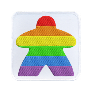 Rainbow Meeple (White) - Iron On Patch