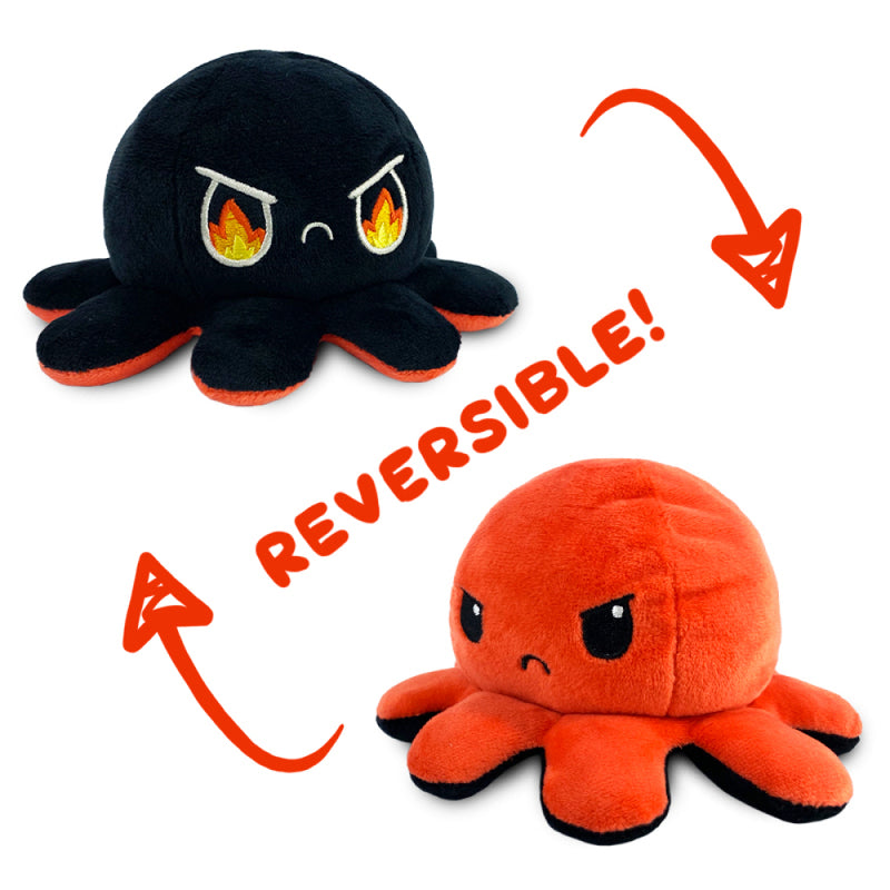Red and Black Octopus - Reversible Mini Plush