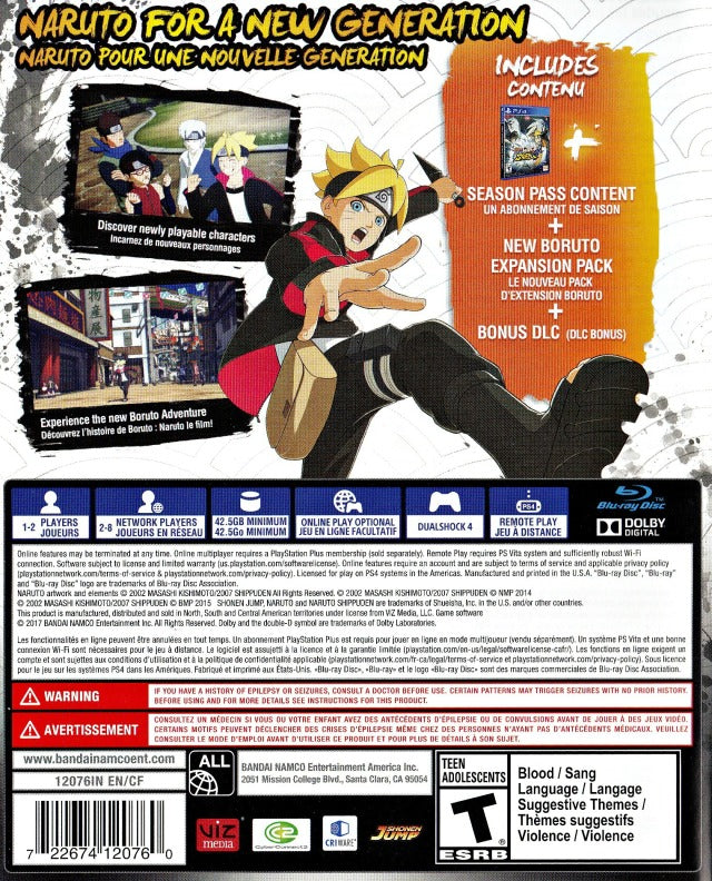 Naruto Shippuden: Ultimate Ninja Storm 4 - Road to Boruto Back Cover Playstation 4 Pre-Played