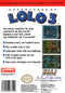 Adventures of Lolo 3 Back Cover - Nintendo Entertainment System, NES Pre-Played