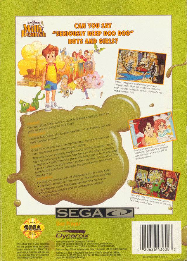 The Adventures of Willy Beamish Sega CD Back Cover