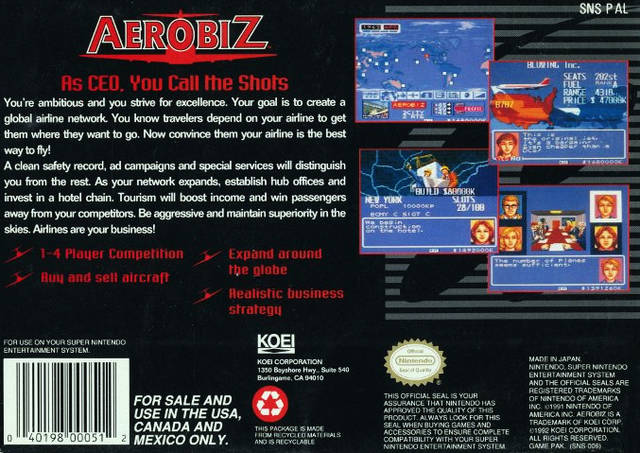 Aerobiz SNES Back Cover