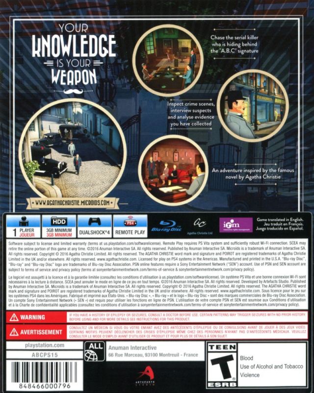 Agatha Christie ABC Murders PS4 Back Cover