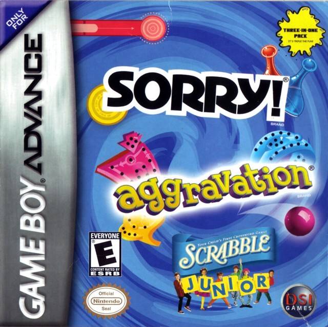 Aggravation Scrabble Jr. Sorry Gameboy Advance Front Cover