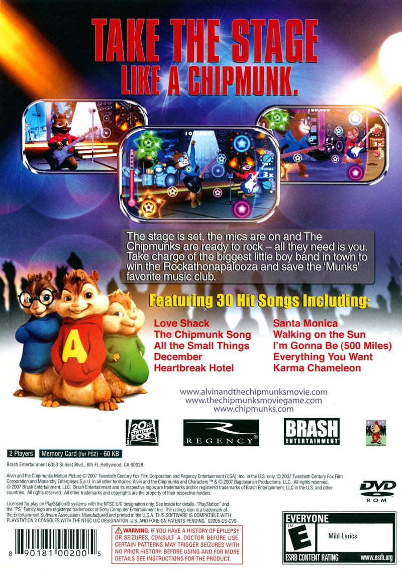 Alvin and the Chipmunks PS2 Back Cover
