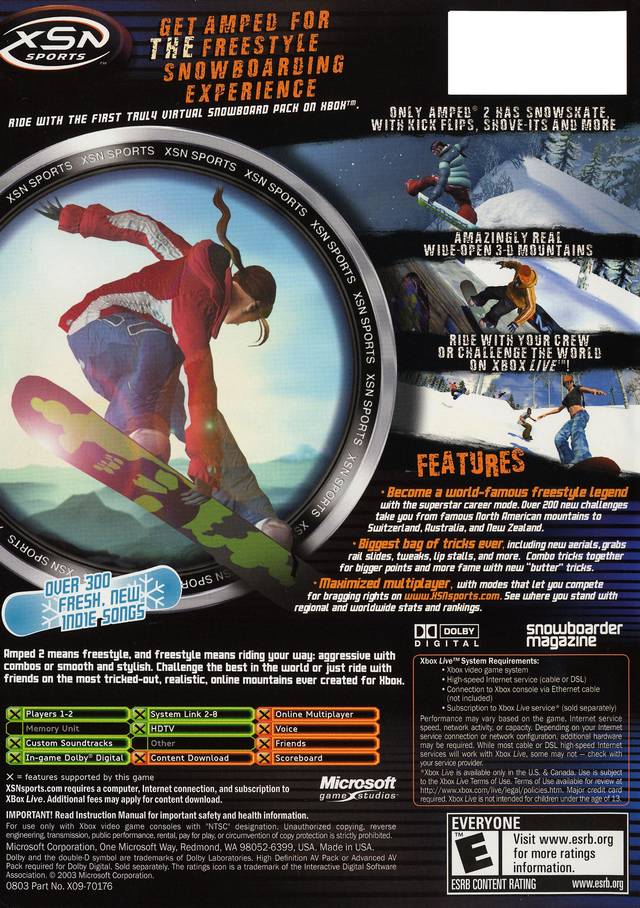 Amped 2 Xbox Back Cover