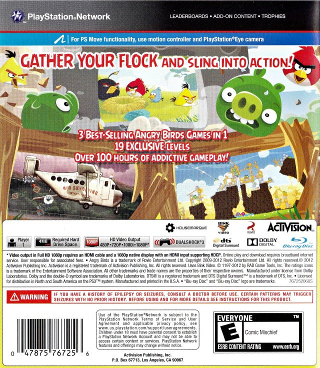 Angry Birds Trilogy Playstation 3 Back cover