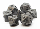 Dwarven Forged: Archaic Silver - Old School 7 Piece RPG Metal Dice Set