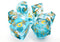 Liquid Infused Azure Fury - Old School 7 Piece Sharp Edged Dice Set