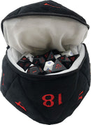 D20 Plush Dice Bag - Black and Red