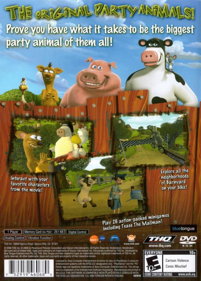 Barnyard Playstation 2 Back Cover