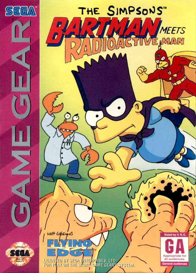 Bartman Radioactive Sega Game Gear Front Cover 