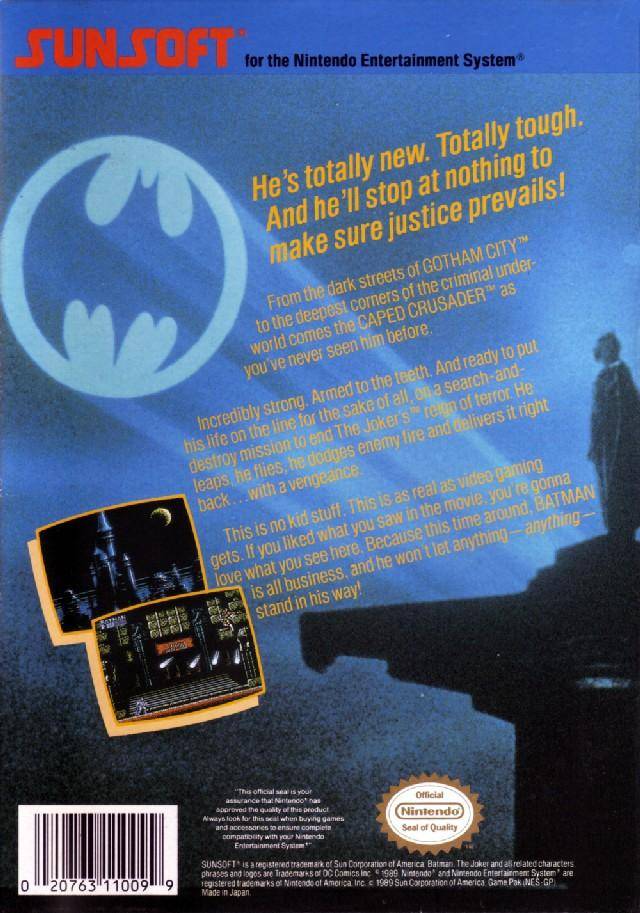 Batman: The Video Game Back Cover - Nintendo Entertainment System, NES Pre-Played