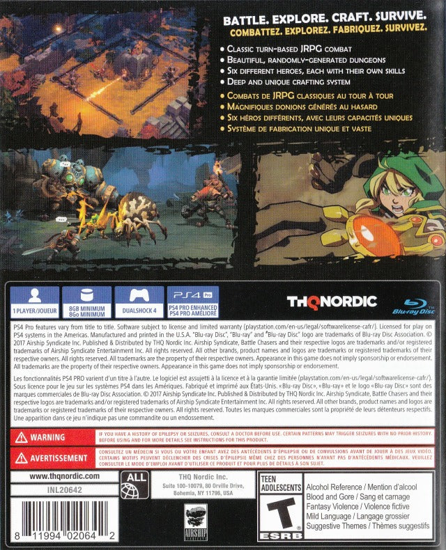 Battle Chasers Nightwar Playstation 4 Back Cover