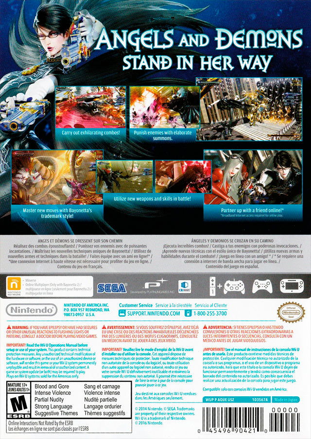 Bayonetta 2 Nintendo WiiU Back Cover