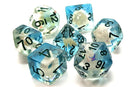 Infused Beach Party - Ocean Blue - Old School 7 Piece RPG Dice Set