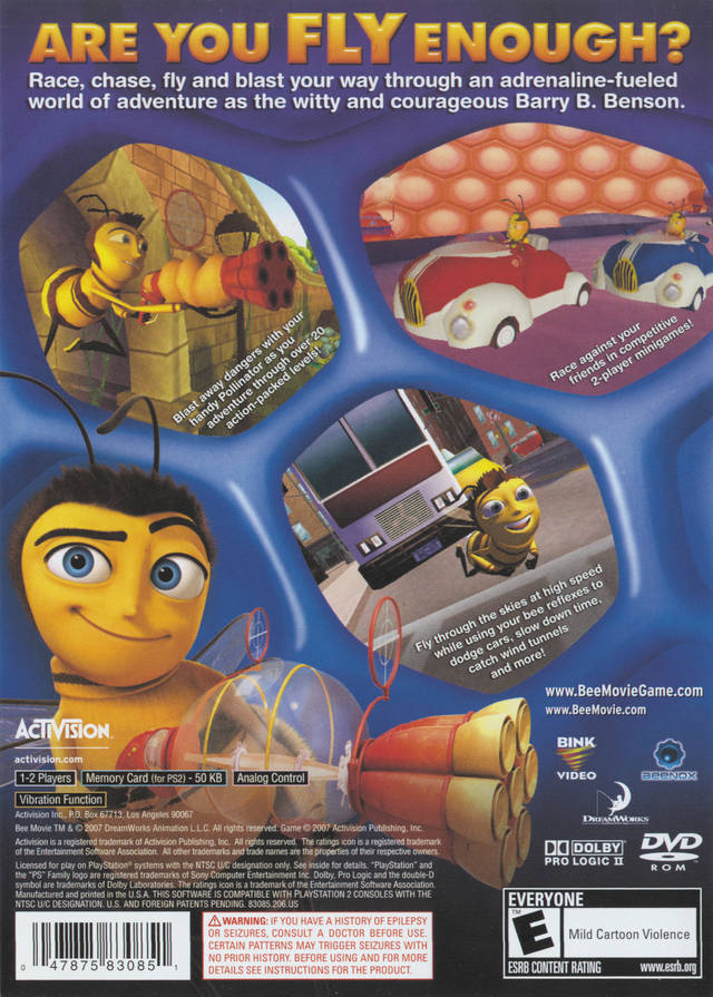 Bee Movie Game Playstation 2 Back Cover