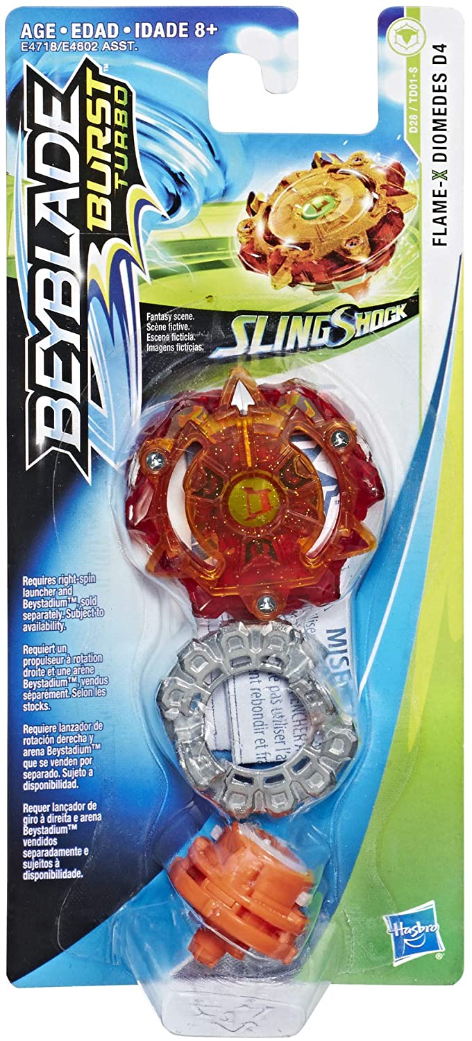 Beyblade Burst Turbo SlingShock Flame-X Diomedes D4 Single Battling Top