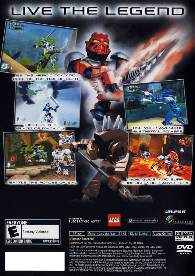 Bionicle Back Cover - Playstation 2 Pre-Played