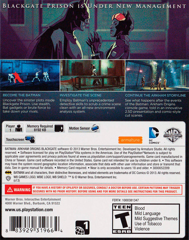 Batman Arkham Origins Blackgate - Playstation Vita Pre-Played