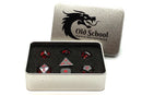 Halfling Forged: Black Nickel with Red - Old School 7 Piece RPG Metal Dice Set