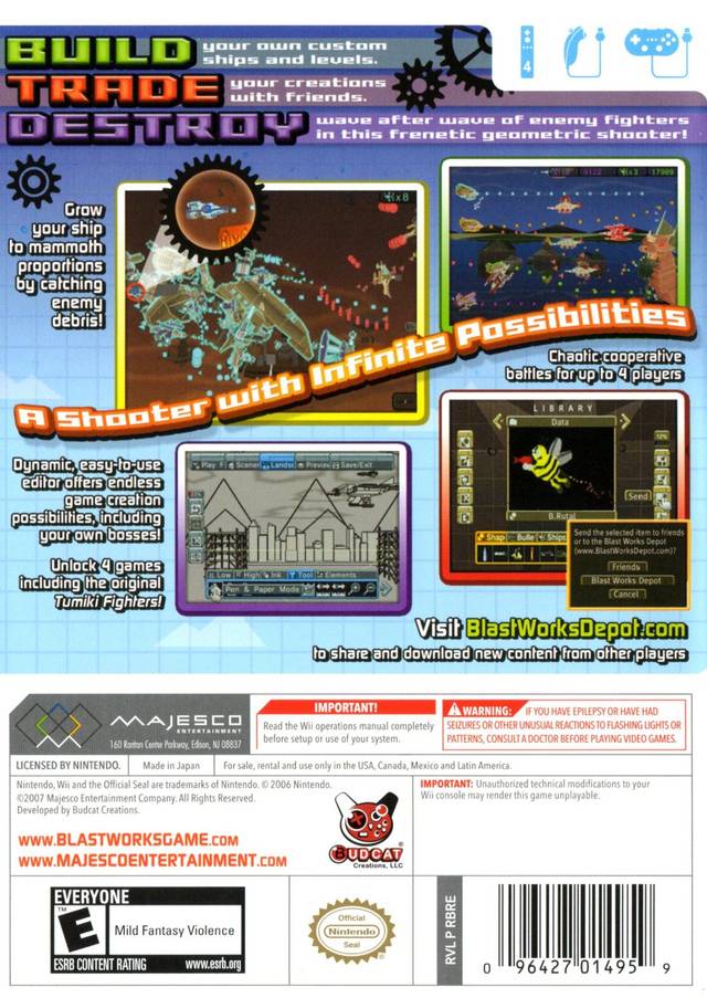 Blast Works Nintendo Wii Back Cover Pre-Played