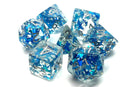 Infused: Blue Butterly with Silver - Old School 7 Piece RPG Dice Set