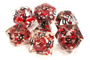 Infused: Red Butterfly with Black - Old School 7 Piece RPG Dice Set