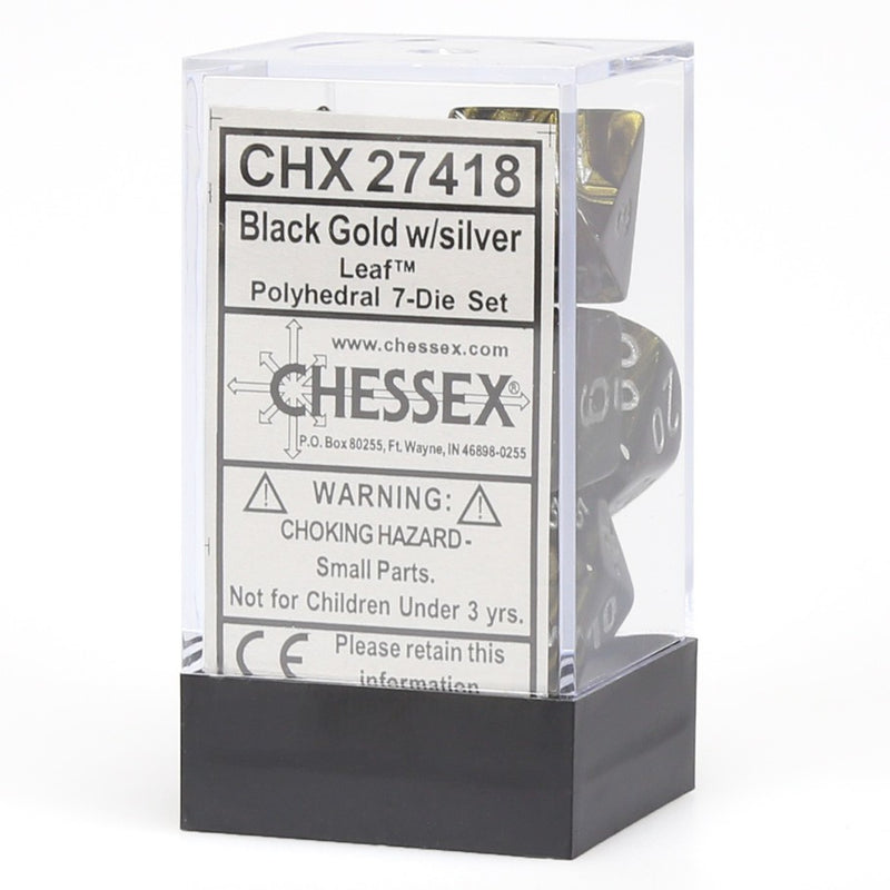 Chessex Dm4 Leaf Poly Black/Gold/Silver (7)