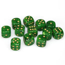 Chessex: Vortex: 16mm D6 Green/Gold/Black (12)