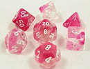 Lab Dice Wave 4 gemini Polyhedral Clear Pink Luminary Dice Set