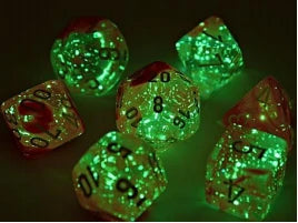 Lab Dice Wave 4 gemini Polyhedral Clear Pink Luminary Dice Set