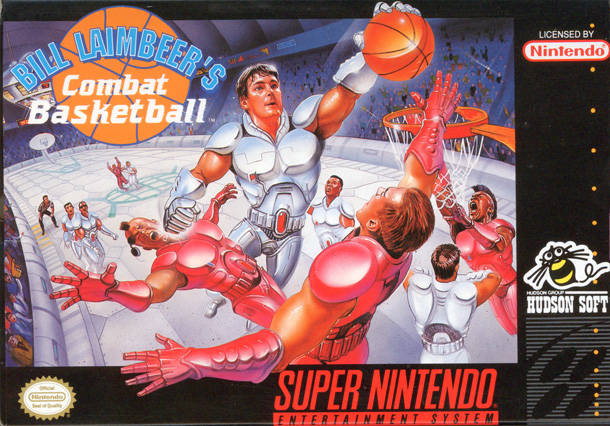 Bill Laimbeer Combat Basketball SNES Front Cover Pre-Played