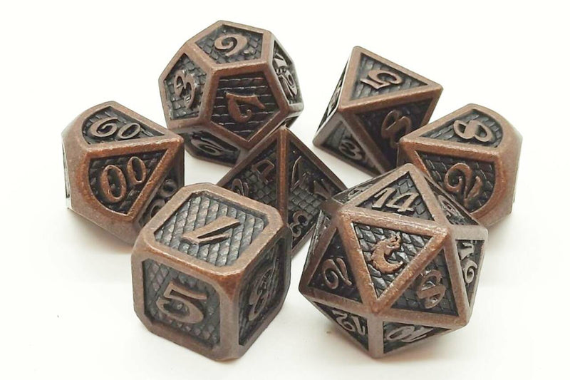 Dragon Scale: Ancient Bronze - Old School 7 Piece RPG Metal Dice Set