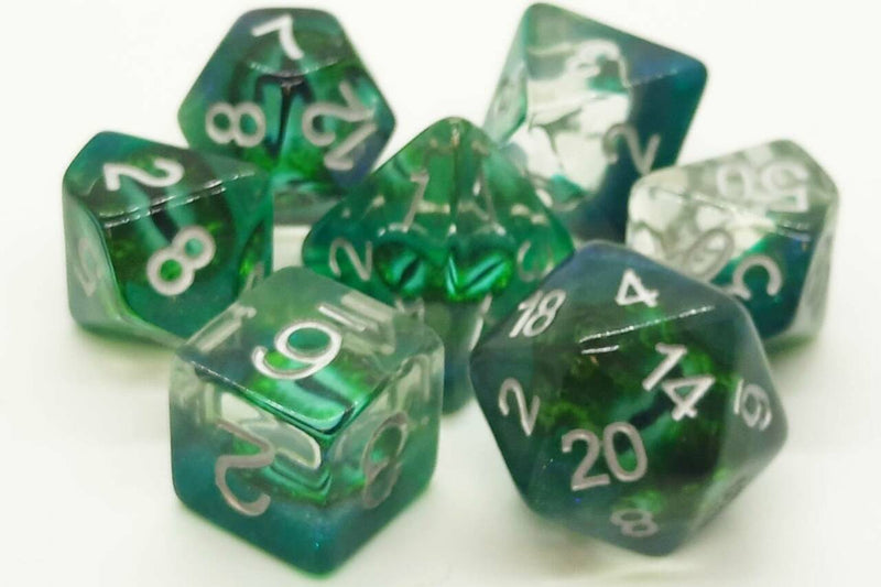 Dragons Eye Dice: Green - Old School 7 Piece RPG Dice Set